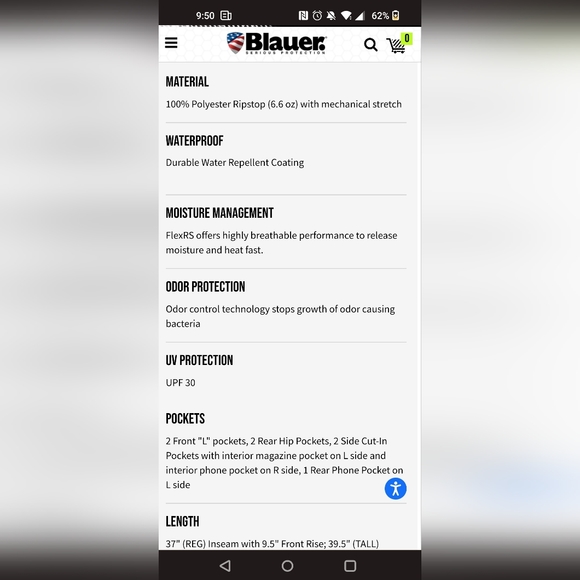 Blauer Flexrs Covert Tactical Uniform Pants Silver Tan 10 - Picture 4 of 5